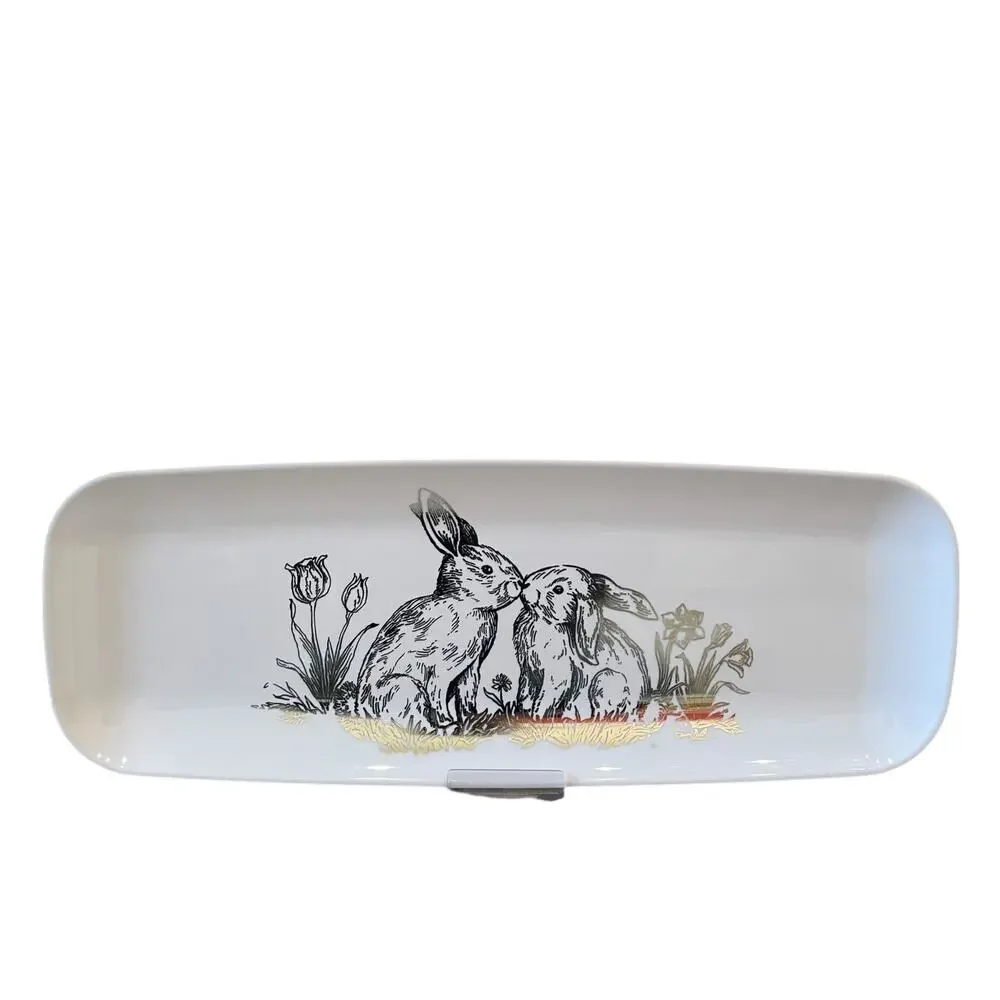 3pc Rachel Ashwell Metallic BUNNIES Disposable Serving Platters White New